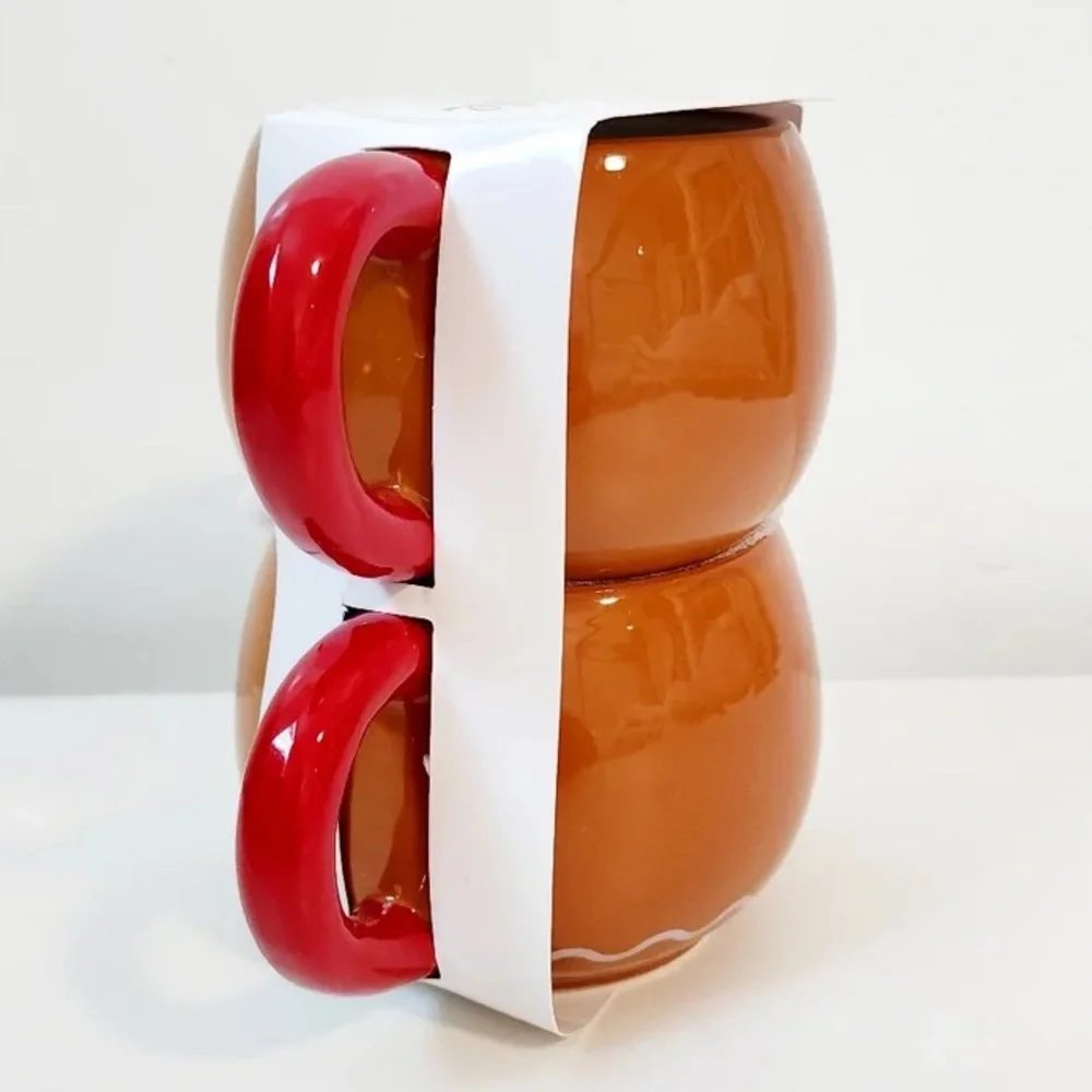 🆕 Target Stackable Gingerbread Man Mugs Set of 2 Mugs, Christmas Holiday Decor